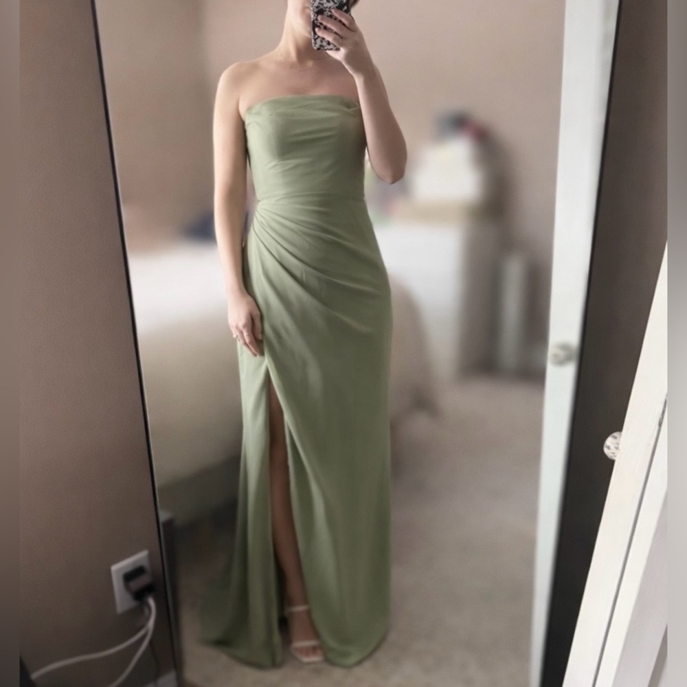 Azazie Leonis Pistachio Green Gown - Picture 9 of 9